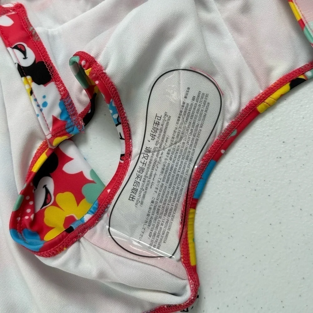 NWT Disney Store Floral Minnie Mouse Adaptive Swim Suit UPF 50+